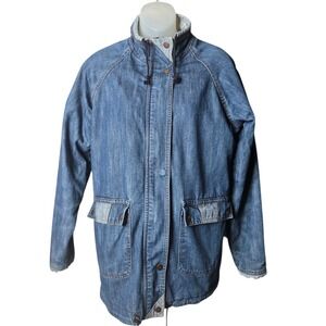 Mens Denim‎ Utility Jacket Medium Lined Workwear Blue Rugged Trucker Style Coat